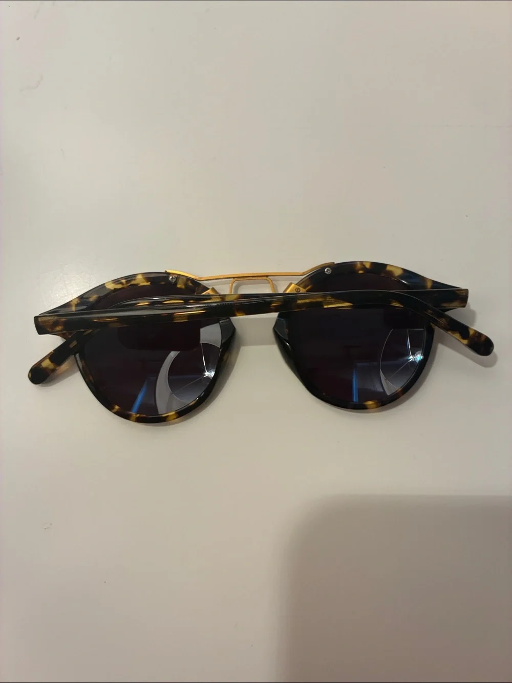 KREWE St. Louis Tortoiseshell Frame Sunglasses with Blue Mirrored Lenses